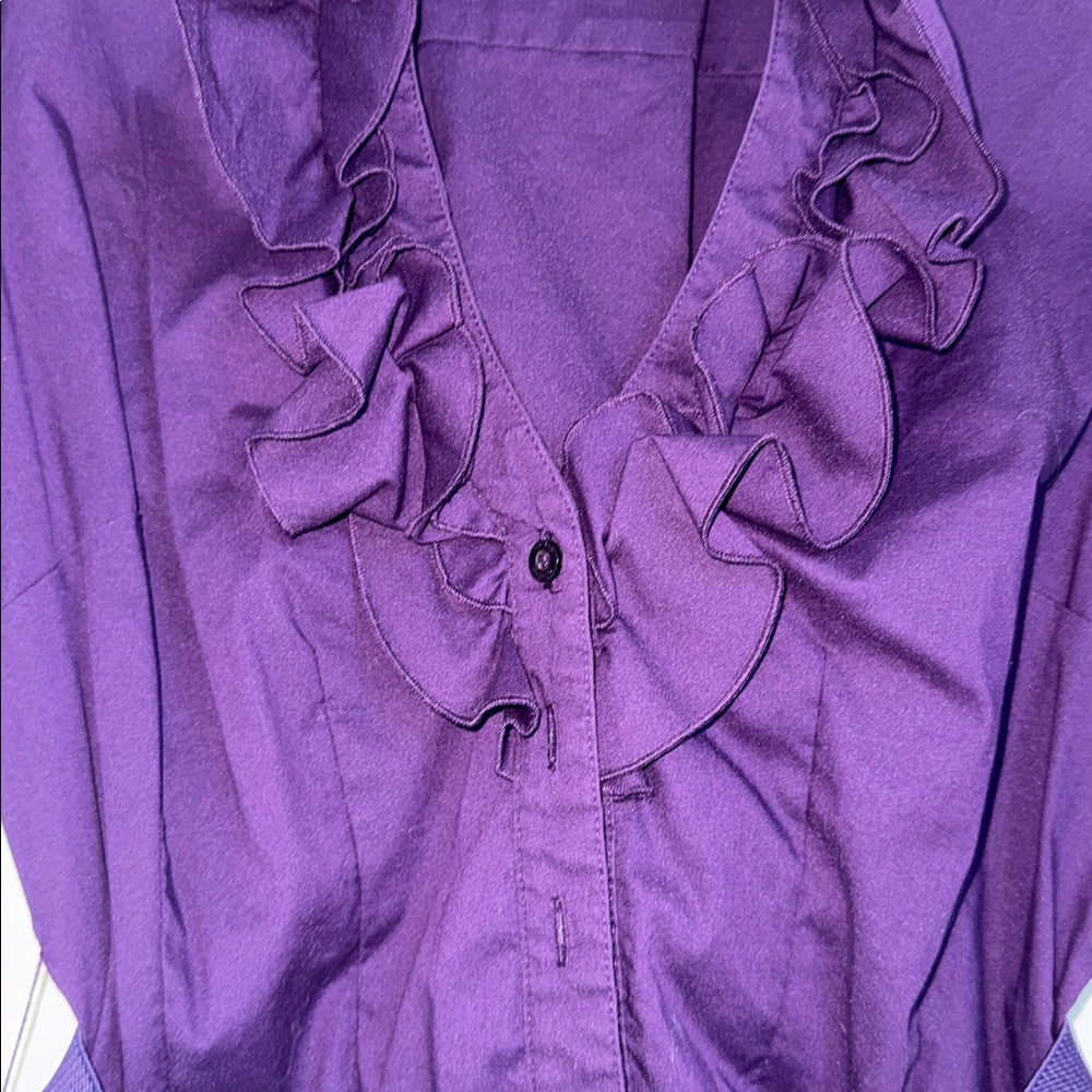 Bebe‎ Deep Purple Ruffle Top Small - Picture 3 of 14